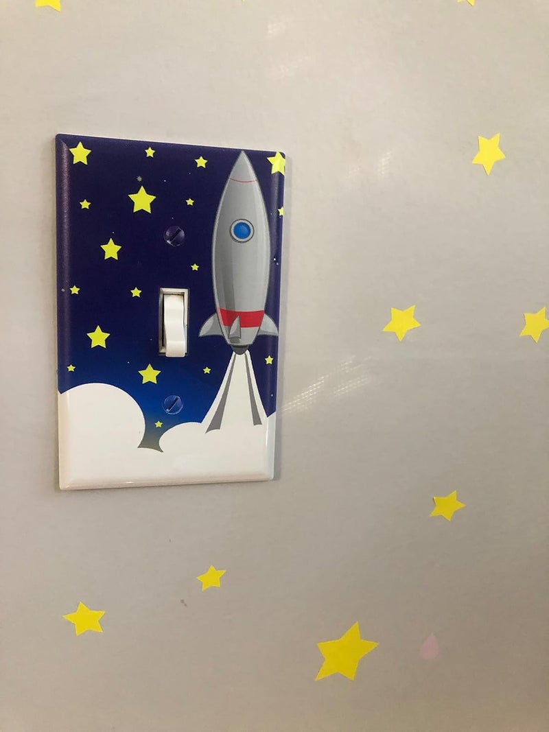 Create-A-Mural Boys Room Light Switch Cover Plate Kids Decorative Nursery Teen Toddler Room Decor Bedroom Bathroom Playroom (Rocket Ship) - Image 2