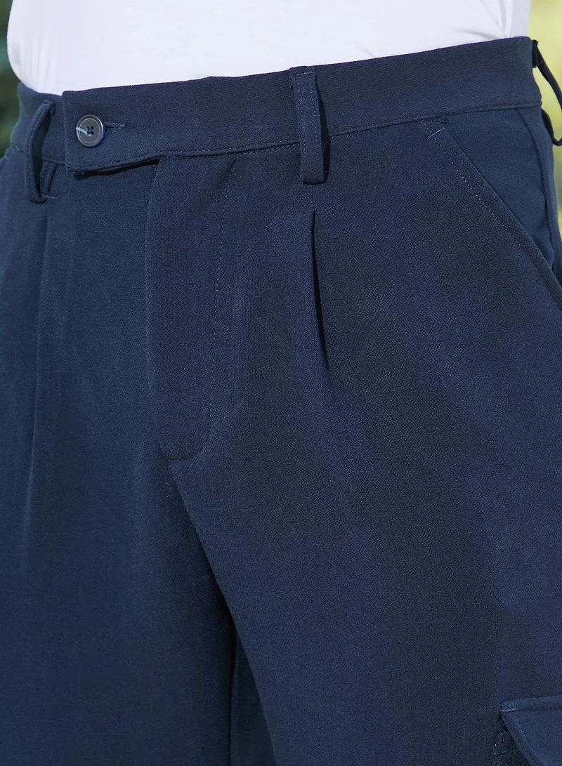 كامبوس سوترا Men's Indigo Blue Utility Pleated Trousers