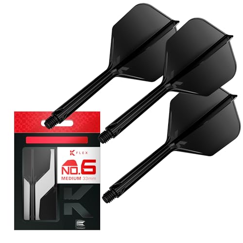 Target Darts K Flex Integrated Dart Flights And Shafts, No.6 Black (Medium) | Pack of 3 K-Flex - No6, Kflex All In One Moulded Dart Flight & Stem | Professional Dart Accessories - Image 1