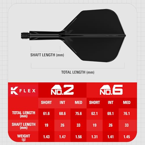Target Darts K Flex Integrated Dart Flights And Shafts, No.6 Black (Medium) | Pack of 3 K-Flex - No6, Kflex All In One Moulded Dart Flight & Stem | Professional Dart Accessories - Image 4