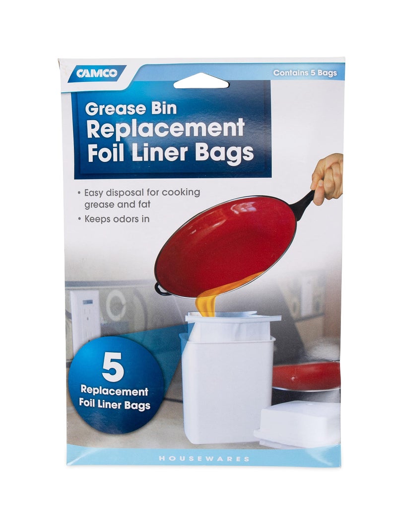 Camco Camco Replacement Grease Storage Bags - Easily Contain and Dispose Used Cooking Grease  Foil Lined Bags Seal in Odor  Prevent Drain Clogs - 5 Pack (42285)  White - Image 4