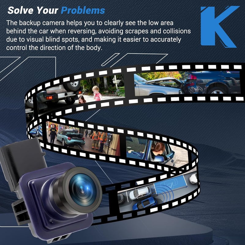 KUTTOLE Rear View Backup Camera EJ5Z-19G490-A for Ford Escape 2014-2016 with 170° Ultra Wide-Angle and HD Night Vision - Image 2