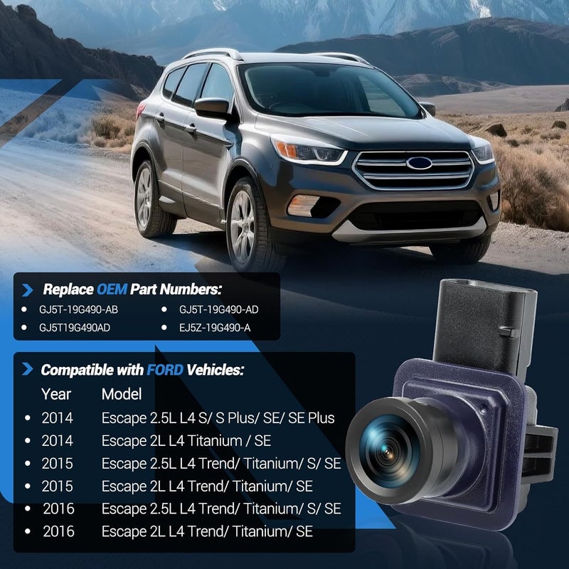 KUTTOLE Rear View Backup Camera EJ5Z-19G490-A for Ford Escape 2014-2016 with 170° Ultra Wide-Angle and HD Night Vision - Image 3