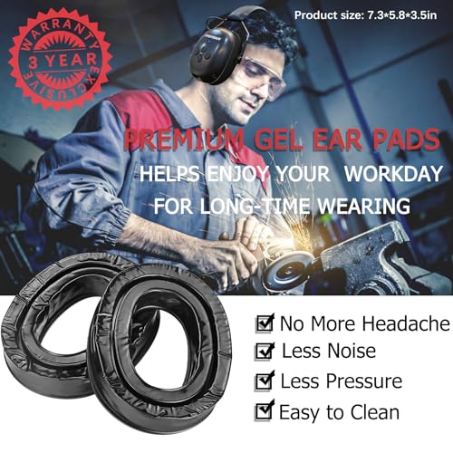 PROHEAR 037 Gel Ear Pads Bluetooth 6.0 Hearing Protection Headphones,1500mAh Rechargeable Battery for 120H Playtime Perfect for Mowing Workshops Snowblowing - Black - Image 2