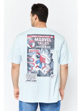 MARVEL Men Crew Neck Short Sleeves Graphic Print T-Shirt, Light Blue  - Image 4