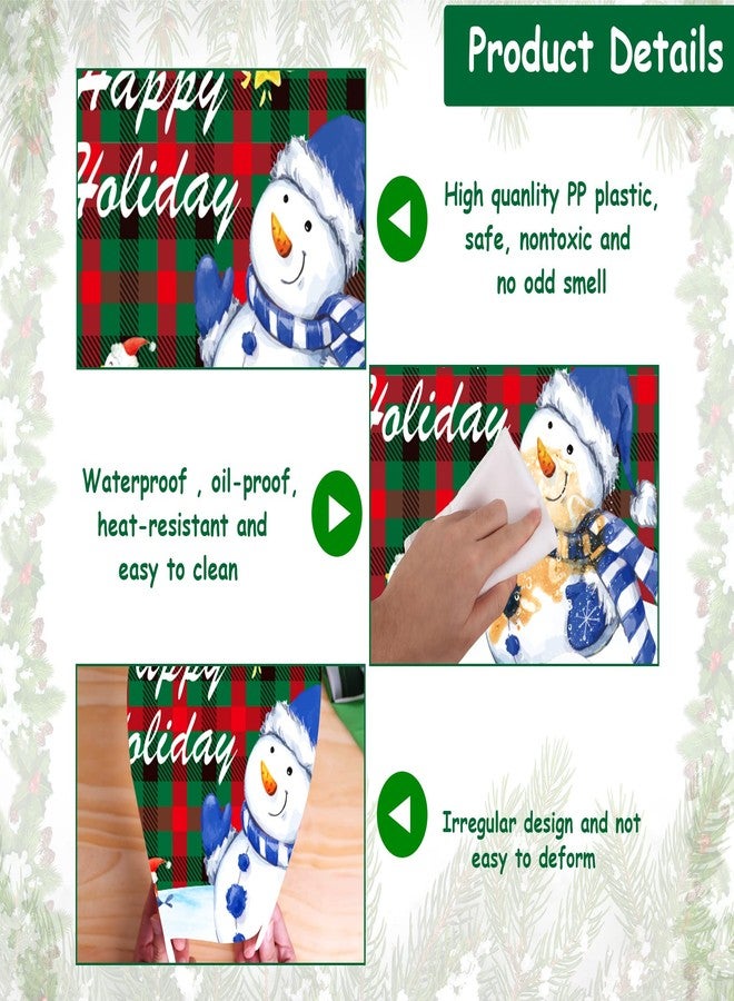 OBUSATT Christmas Plastic Placemats Set of 6 Xmas Holiday Placemats for Dining Table, Christmas Place Mats Winter Snowman Red Buffalo Plaid Truck Table Decor for Kitchen Dining Room Home 12.5x16.5 Inch - Image 3