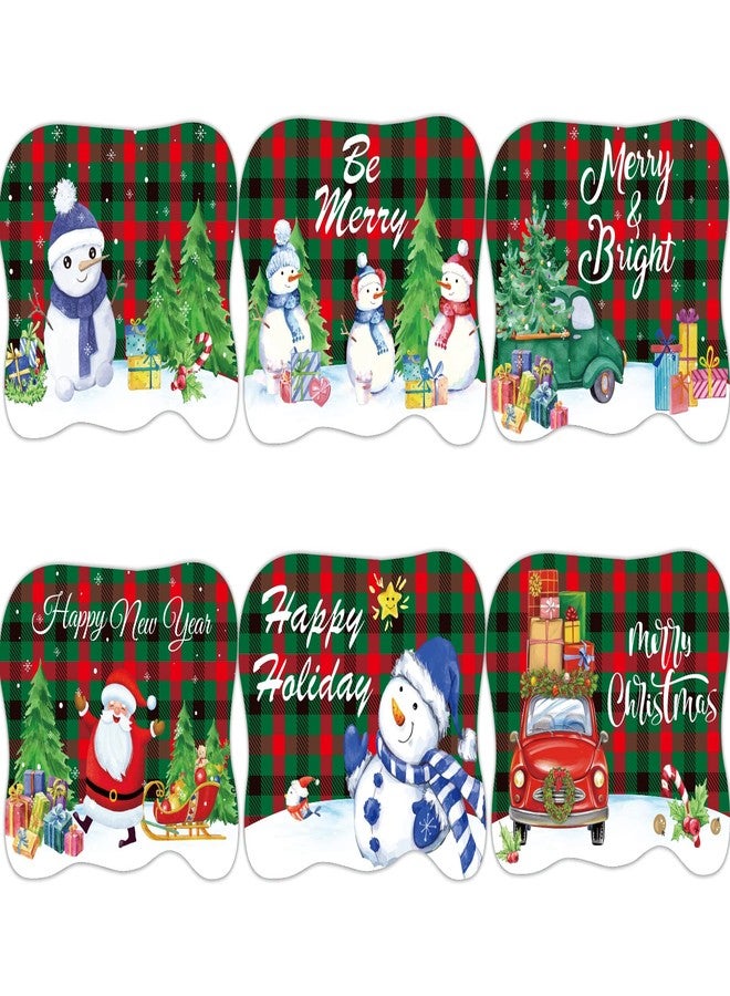 OBUSATT Christmas Plastic Placemats Set of 6 Xmas Holiday Placemats for Dining Table, Christmas Place Mats Winter Snowman Red Buffalo Plaid Truck Table Decor for Kitchen Dining Room Home 12.5x16.5 Inch - Image 1