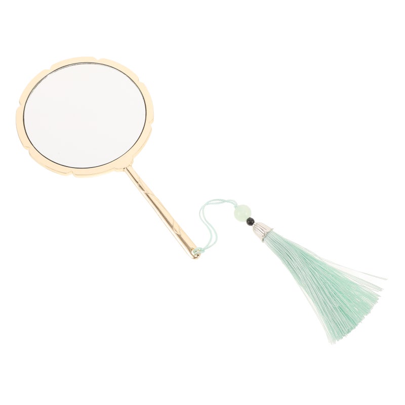 Vintage Handheld Mirror with Handle Embossed Design Small Travel Mirror for Makeup Portable Vanity Mirror for Personal Use - Image 1
