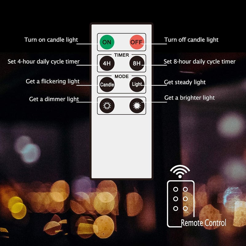 كاندل تشويس 6 شموع LED خالية من اللهب بمفتاح عن بعد ومؤقت، تعمل بالبطارية، مناسبة للاستخدام في حفلات هالوين، وديكورات حفلات الزفاف، وديكورات الأعياد، تشمل البطاريات. - Image 3