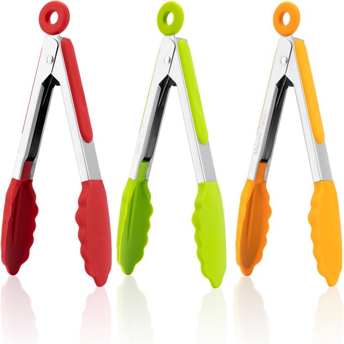 SMALL SILICONE TONGS FOR COOKING3 PCS 7INCH MINI SERVING TONG600F HEAT RESISTANT NON STICK STAINLESS STEEL TONG S WITH SILICONE TIPS FOOD TONG COOKING TONGS FOR SALADBUFFET SERVING