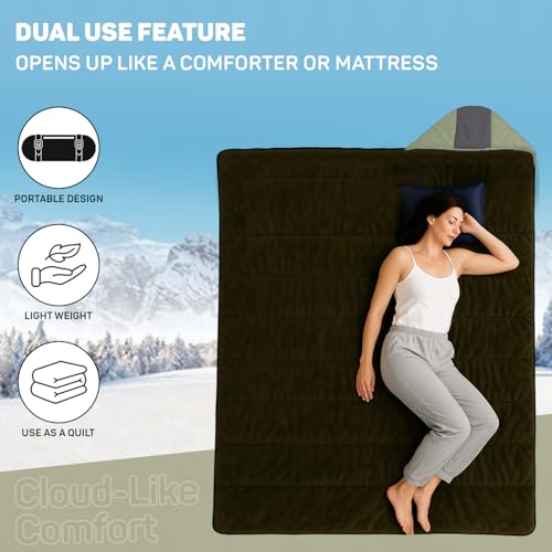 Rocksport Karakoram Sleeping Bag for Adults (-5°C to +5°C, Green STR) | Winter Sleeping Bag for Men & Women | Reliance Hollow Fibre Insulated, Lightweight, Compact & Waterproof Camping Sleeping Bag - Image 5