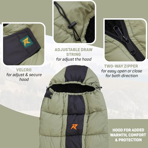 Rocksport Karakoram Sleeping Bag for Adults (-5°C to +5°C, Green STR) | Winter Sleeping Bag for Men & Women | Reliance Hollow Fibre Insulated, Lightweight, Compact & Waterproof Camping Sleeping Bag - Image 3