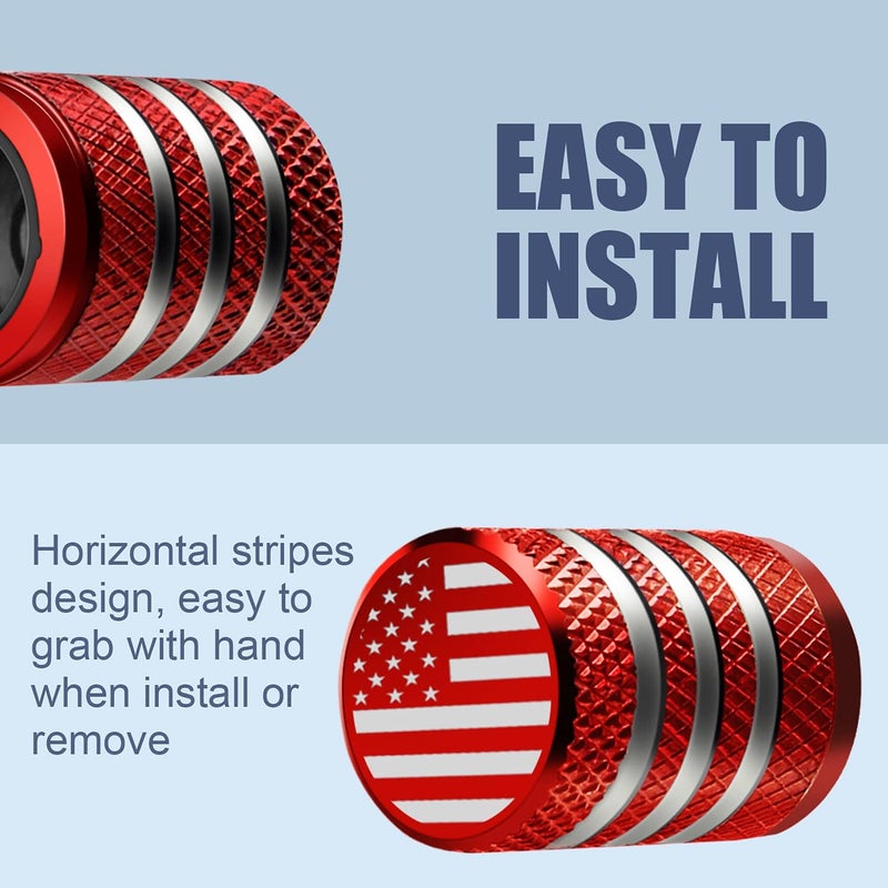 DECURCAR Tire Valve Stem Cap Cover - (12 Pack) Tire Air Cap Metal with Plastic Liner Corrosion Resistant Leak-Proof American Flag for Car Truck Motorcycle Bike - Image 4