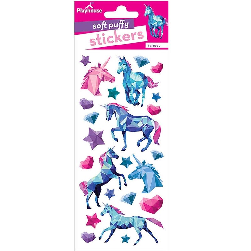 Playhouse Soft Puffy 24piece Sticker Sheet for Crafts Trading Collecting Unicorn Gems - Image 2