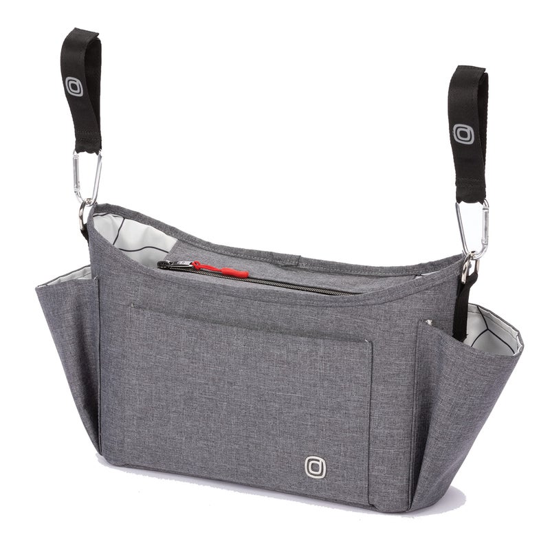 Diono Buggy Buddy XL Universal Stroller Organizer with Cup Holders, Secure Attachment, Zippered Pockets, Safe & Secure, Gray - Image 1
