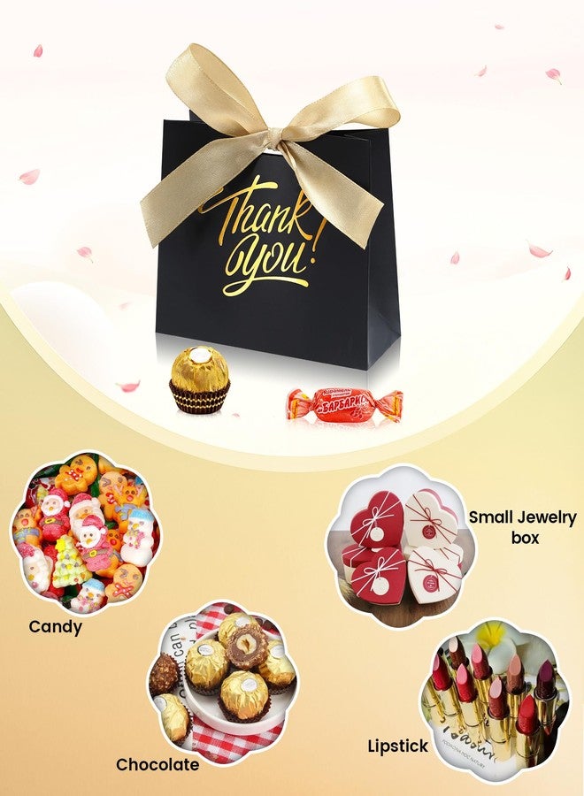 DOYIDE 30 Pack Small Thank You Gift Bags, 4.5x1.8x3.9in Party Favor Bags with Bow Ribbon, Mini Paper Gift Bag with Gold Foil Printed, Black Treat Boxes for Birthday Wedding Bridal Baby Shower - Image 4