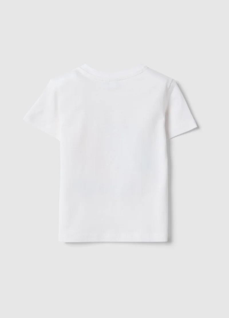 Ovs OVS Boy'S White Pure Cotton T-Shirt Regular Fit With Skater Print
