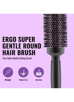 ERGO Ergo Super Gentle Round Brush for Blow Out - Salon Quality Hair Brushes for Women - Roller Brush for Blow Drying - Wet and Dry Hair Styling - Volumizing Hair Care Blowout Brush - ERG43: 1.75"  - Image 1