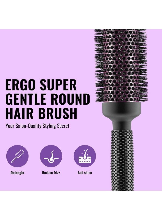 إيرجو فرشاة إرجو المستديرة فائقة النعومة لتجفيف الشعر - فرشاة شعر بجودة صالونات التجميل للنساء - فرشاة أسطوانية لتجفيف الشعر - تصفيف الشعر الجاف والمبلل - فرشاة تصفيف الشعر المكثف - ERG43: 1.75 بوصة - Image 1