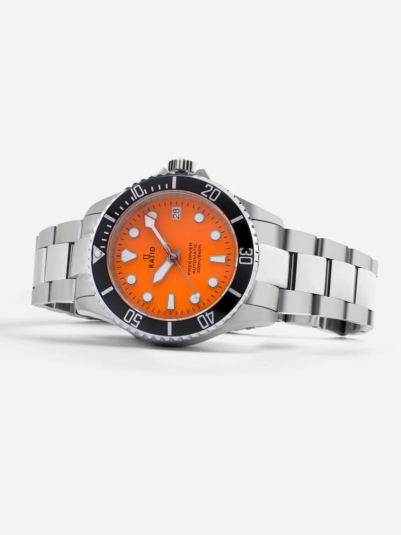 RATIO FreeDiver Sapphire Crystal Diver Watch Japanese Automatic Dive Watch 200m Water Resistant Diving Watch (Orange) - Image 2