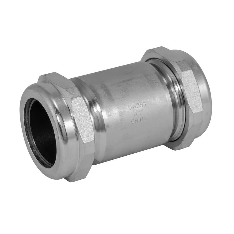 Eastman 5 Inch Long Pattern Compression Coupling, 1-1/2 Inch IPS, Galvanized Steel, EZ-20570 - Image 1