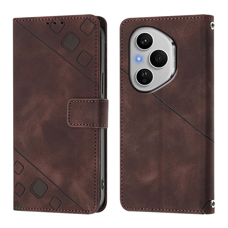 erorex For Honor 400 Pro 5G Global 160.8mm -feel Embossed Leather Phone Case(Brown) - Image 2