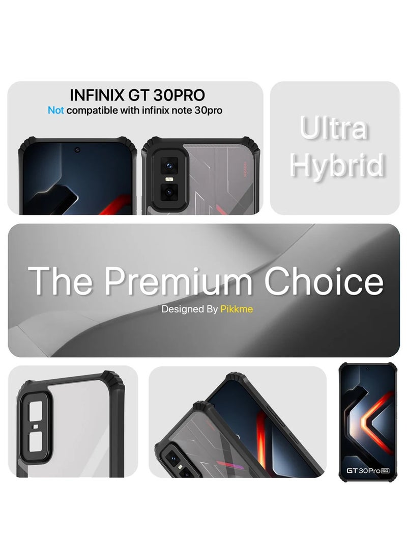 Wtech Infinix GT 30 Pro 5G 2025 Hybrid TPU Silicone with Raised Armour Bumpers Slim Case Cover (MCAPSA) - Clear/Black - Image 2