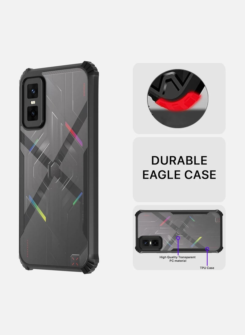 Wtech Infinix GT 30 Pro 5G 2025 Hybrid TPU Silicone with Raised Armour Bumpers Slim Case Cover (MCAPSA) - Clear/Black - Image 5