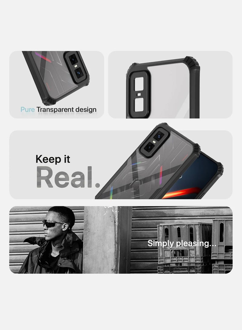 Wtech Infinix GT 30 Pro 5G 2025 Hybrid TPU Silicone with Raised Armour Bumpers Slim Case Cover (MCAPSA) - Clear/Black - Image 4