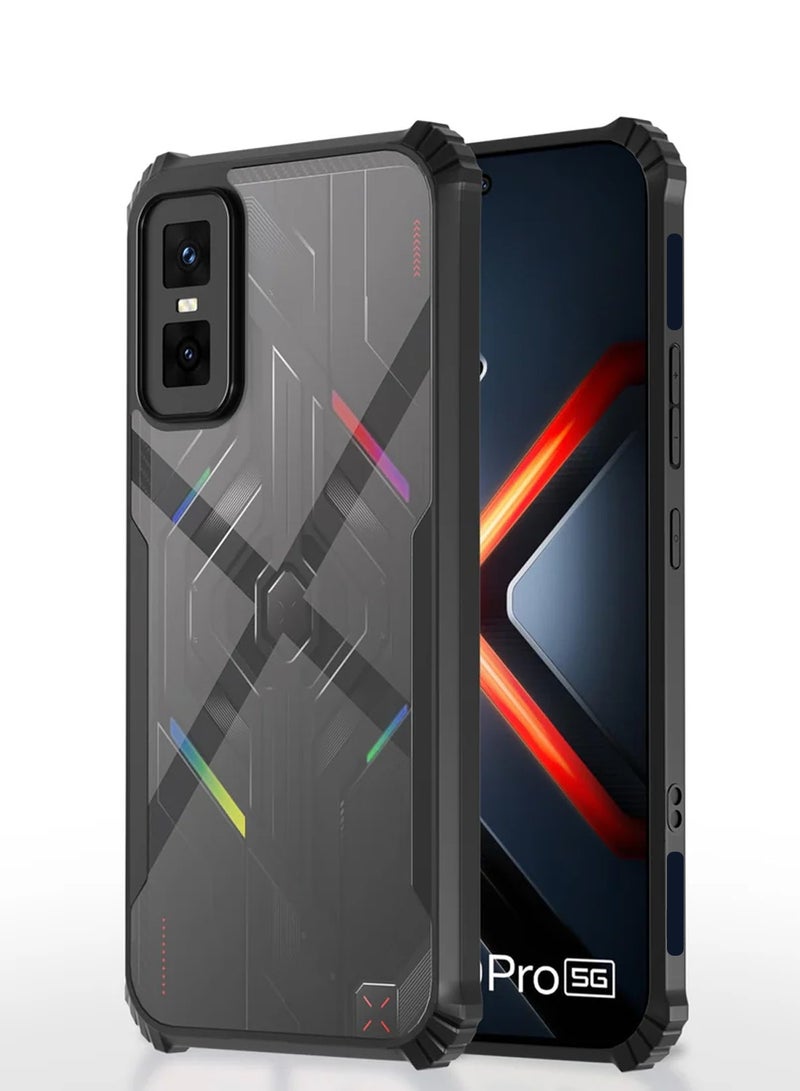 Wtech Infinix GT 30 Pro 5G 2025 Hybrid TPU Silicone with Raised Armour Bumpers Slim Case Cover (MCAPSA) - Clear/Black - Image 1