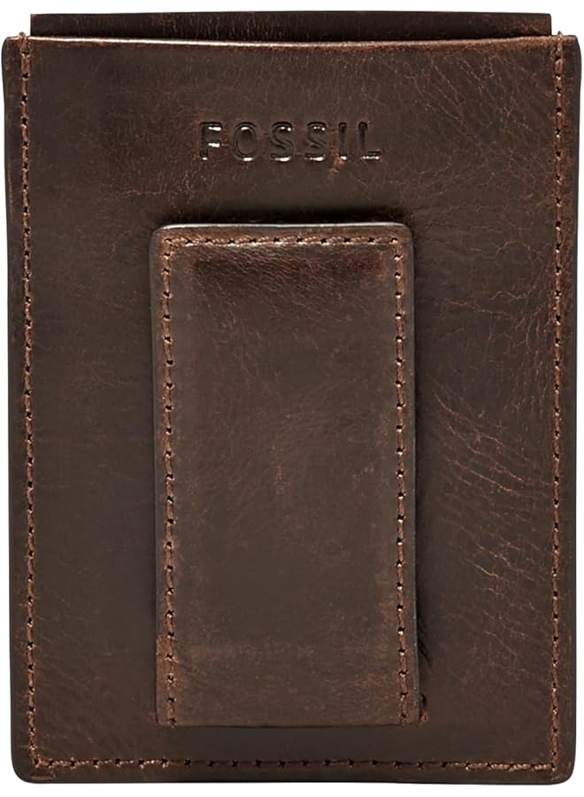 FOSSIL Men'S Leather Minimalist Magnetic Card Case With Money Clip Front Pocket Wallet - Image 2