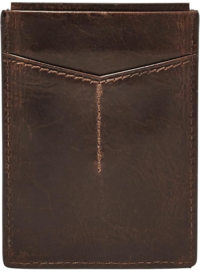 FOSSIL Men'S Leather Minimalist Magnetic Card Case With Money Clip Front Pocket Wallet - Image 1