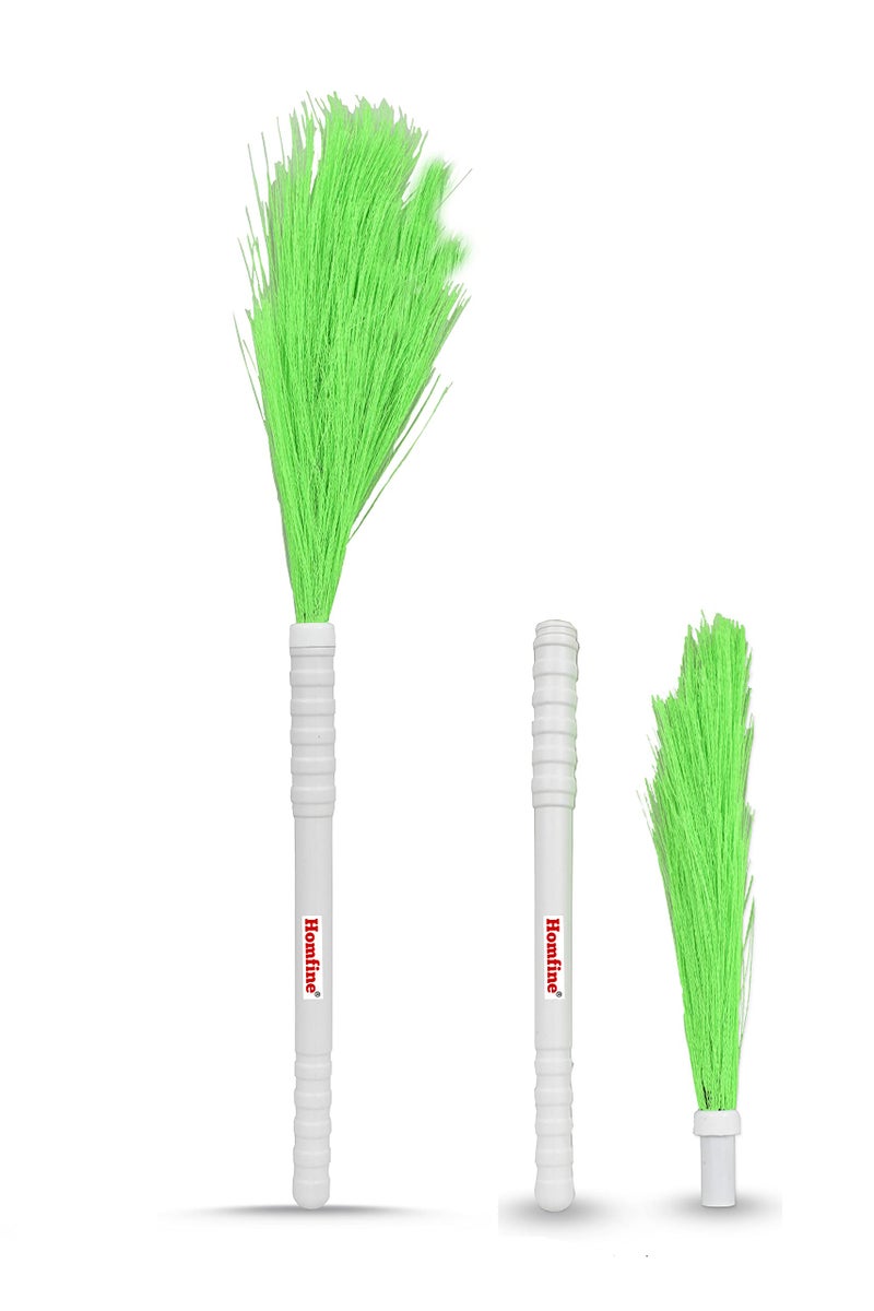 Homfine Plastic Broom Phool Jhadu Foldable Long Handle for Wet, Dry Floor Cleaning Dusting (Multicolor, 1U, Length - 39inch, carpet) - Image 1