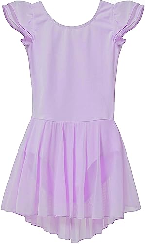 MdnMd Girls Ballet Dance Leotards Dress Clothes for Ballerina Outfits (Age 6-8,Lavender Purple) - Image 1