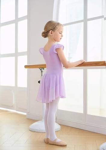 MdnMd Girls Ballet Dance Leotards Dress Clothes for Ballerina Outfits (Age 6-8,Lavender Purple) - Image 5