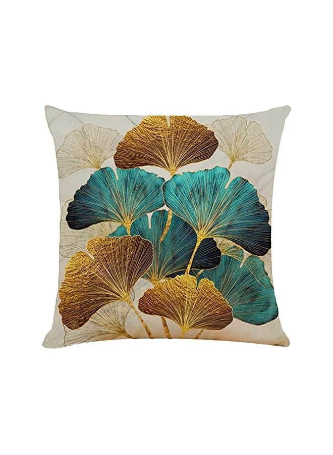 Zaboon Cushion Cover s, Throw Pillow Cover s, Linen Square Throw Pillow Cover s, Couch Bed Pillowcases, Green, Gold Leaves, for Living Room Sofa, 45cm x 45cm (18x18 inch) 4 PCS - Image 4