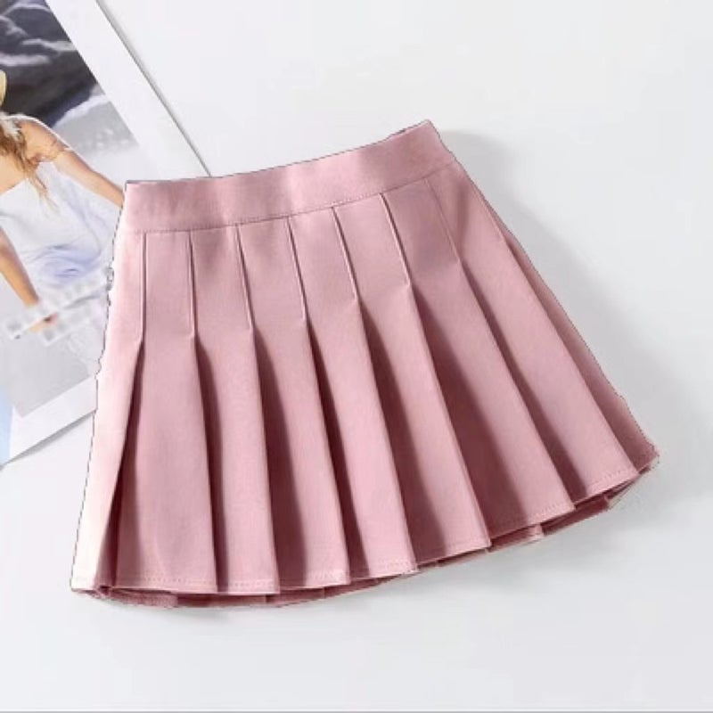 Girls Pleated Skirt School Style Autumn White JK Uniform Pink suit skirt (safety pants lining) 