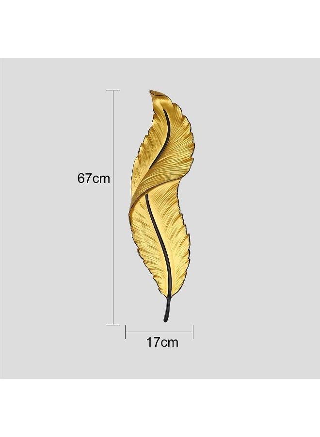 Hummer Wall plaque in the shape of modern feathers, golden gypsum, yellow lighting color - Image 2