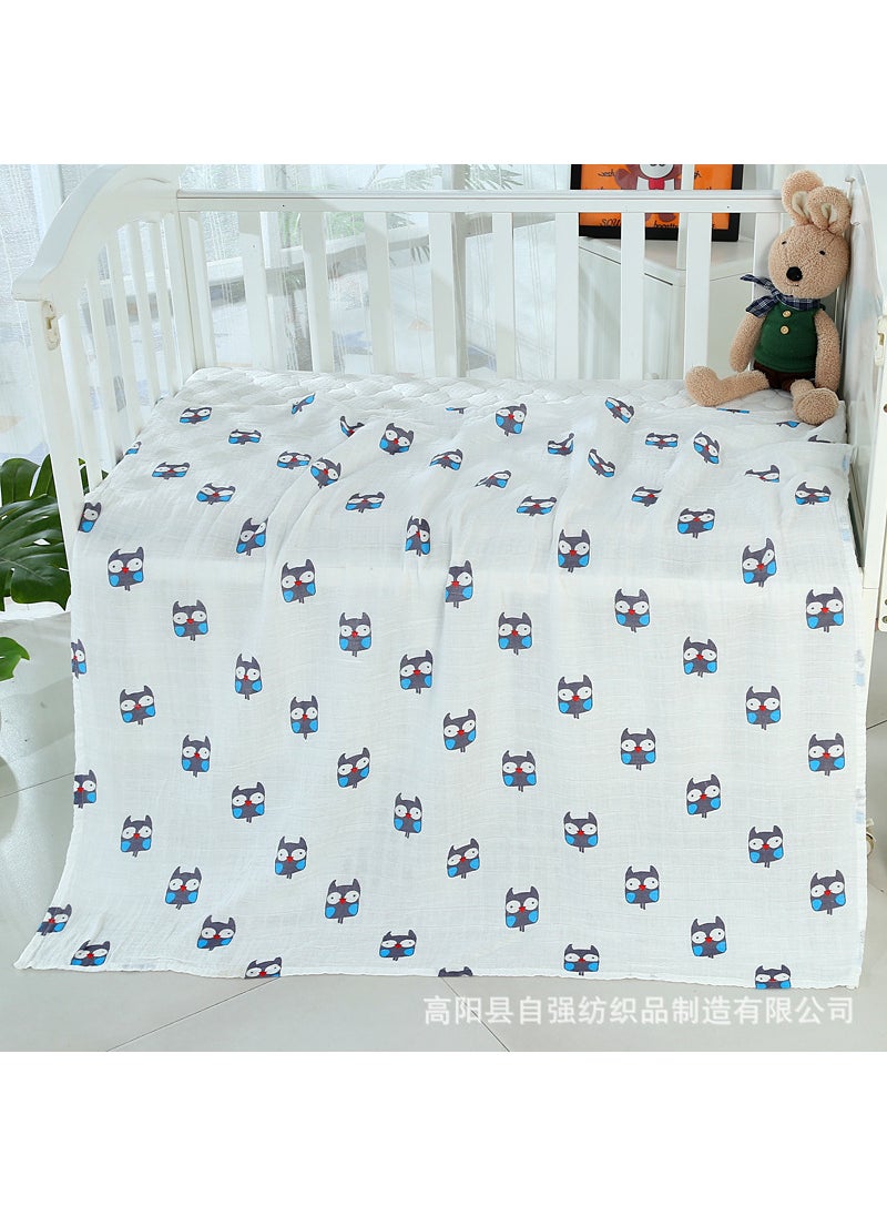Generic Soft Muslin Swaddle Cartoon Print Baby Blanket Owl 