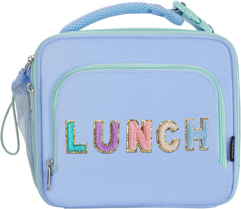 Amersun Kids Insulated Lunch Box- Water-Resistant, Reusable Cute Lunch Tote Bag with Water Bottle Holder & Multi-Pocket-Ideal for Ages 3+ Girls, Boy, School,Travel(Baby Blue) - Image 1