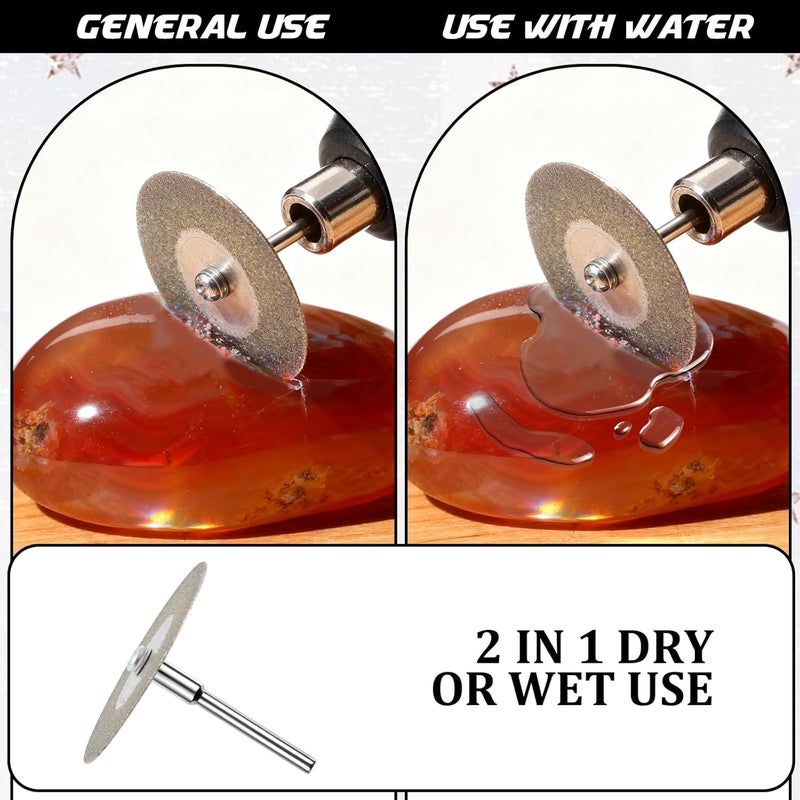 10 Pcs 16mm Diamond Cutting Wheels Cut Off Wheels with 1/8" Mandrels Coated Polishing Cutting Discs Rotary Tool Drill Accessories for Glass Tile Ceramic Metal - Image 5