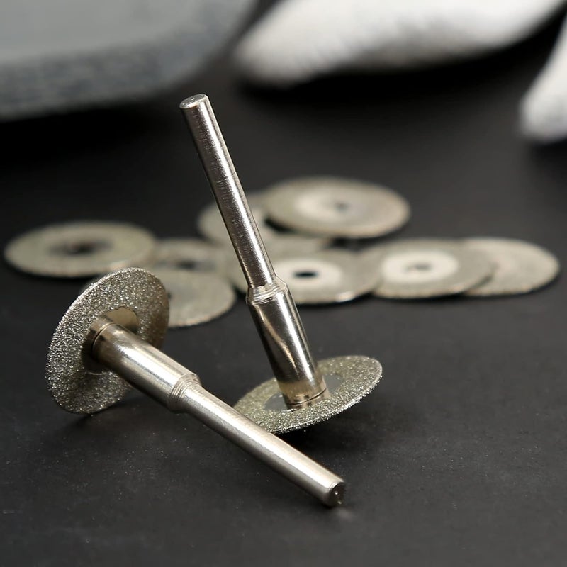 10 Pcs 16mm Diamond Cutting Wheels Cut Off Wheels with 1/8" Mandrels Coated Polishing Cutting Discs Rotary Tool Drill Accessories for Glass Tile Ceramic Metal - Image 1
