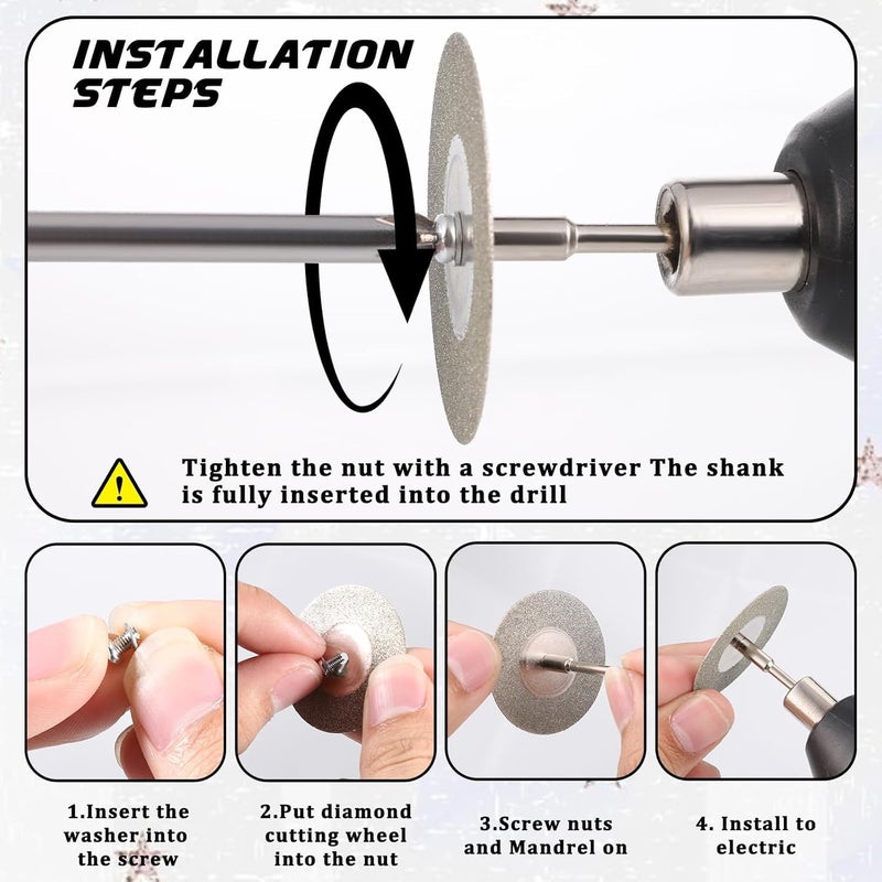 10 Pcs 16mm Diamond Cutting Wheels Cut Off Wheels with 1/8" Mandrels Coated Polishing Cutting Discs Rotary Tool Drill Accessories for Glass Tile Ceramic Metal - Image 4