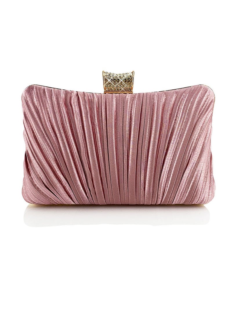Loquat - Womens Pleated Clutch Purses Evening Crossbody Bag Chain Handbag for Wedding Cocktail Party Prom Pink - Image 1