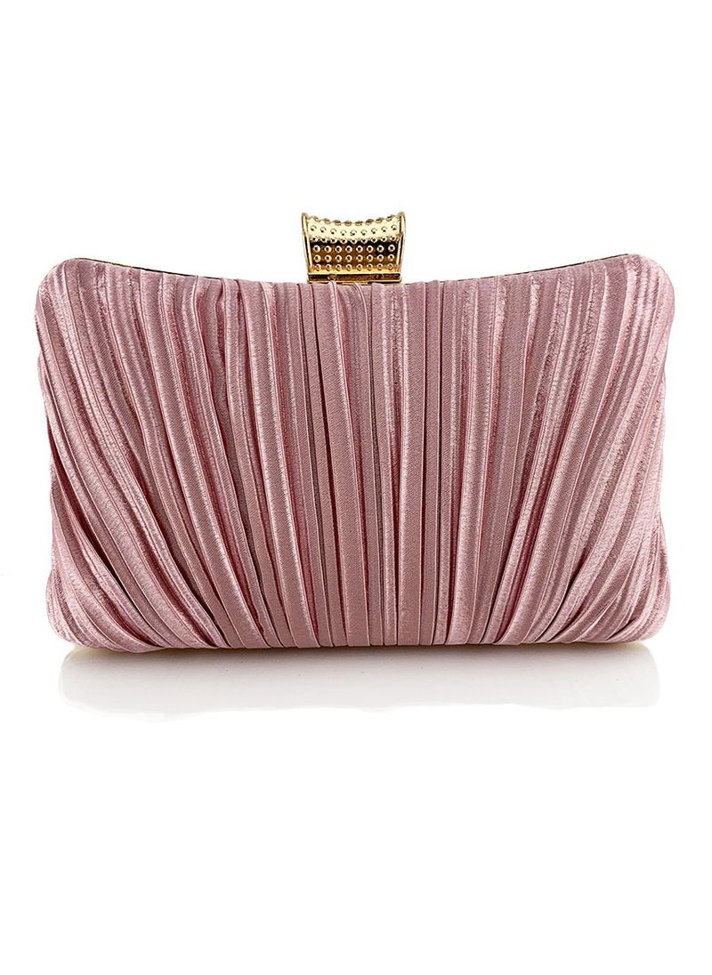 Loquat - Womens Pleated Clutch Purses Evening Crossbody Bag Chain Handbag for Wedding Cocktail Party Prom Pink - Image 1