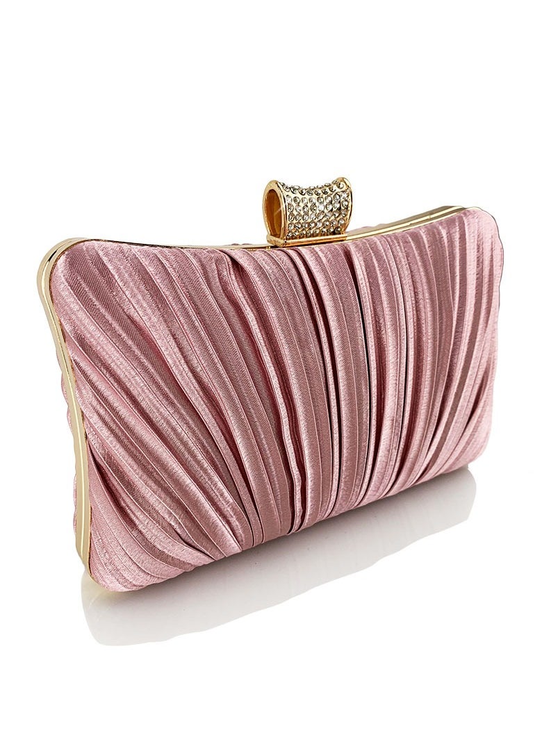Loquat - Womens Pleated Clutch Purses Evening Crossbody Bag Chain Handbag for Wedding Cocktail Party Prom Pink - Image 1