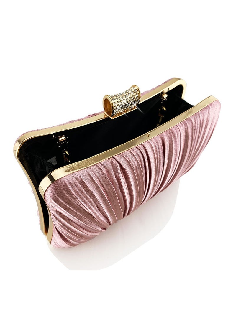 Loquat - Womens Pleated Clutch Purses Evening Crossbody Bag Chain Handbag for Wedding Cocktail Party Prom Pink - Image 1