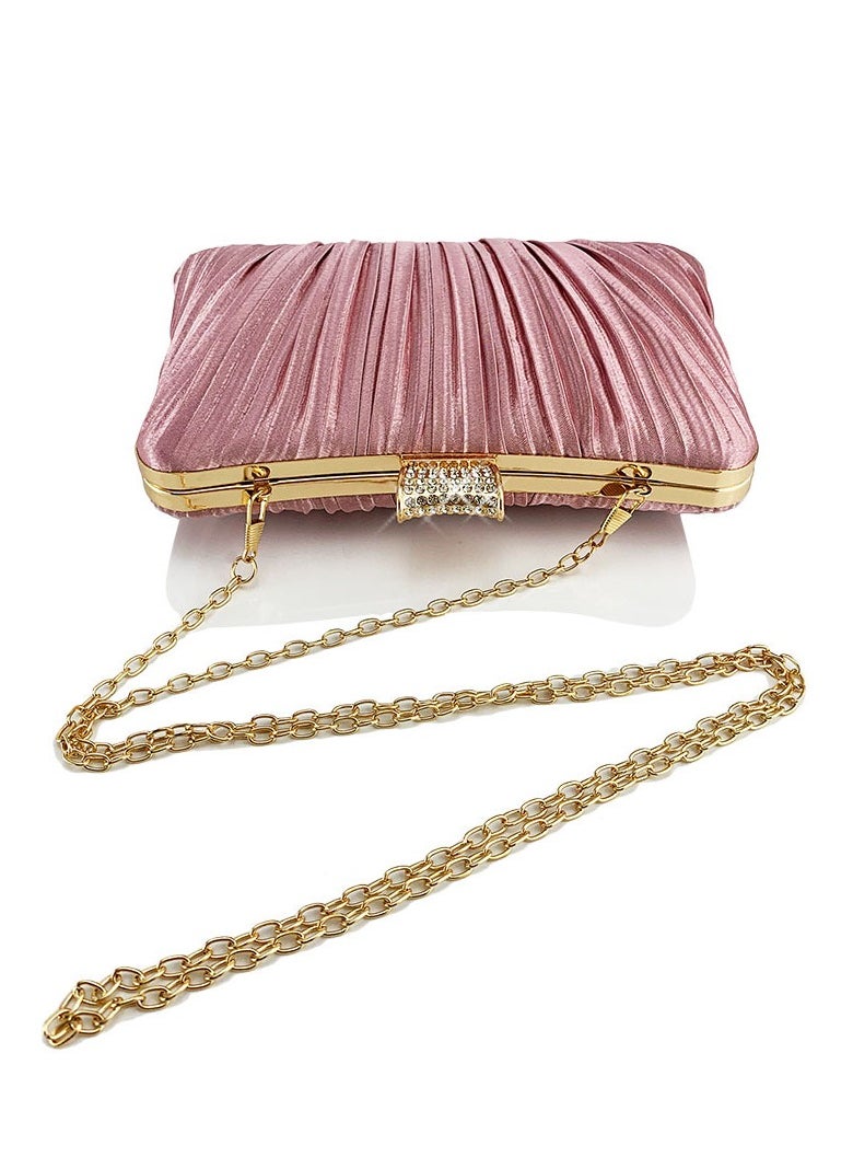 Loquat - Womens Pleated Clutch Purses Evening Crossbody Bag Chain Handbag for Wedding Cocktail Party Prom Pink - Image 1