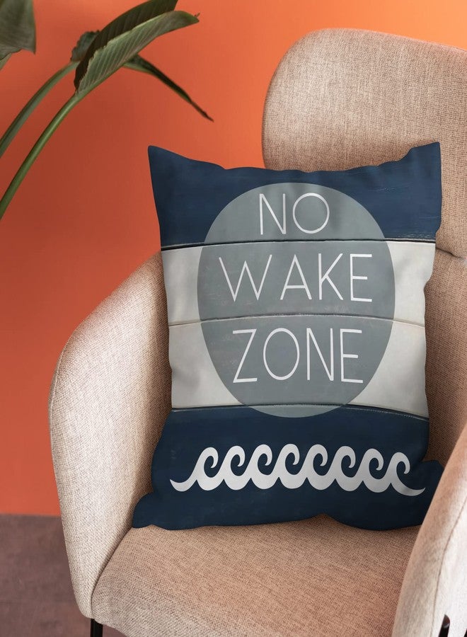 Burosev غطاء وسادة ناعم لغرفة الأطفال من Burosev No Wake Zone، غطاء وسادة مزخرف بعبارة بحيرة ساحلية، ديكورات منزلية بحرية لغرفة الأطفال على شكل منزل بحيرة لغرفة النوم والأريكة وغرفة الأطفال (18 × 18 بوصة) - Image 3