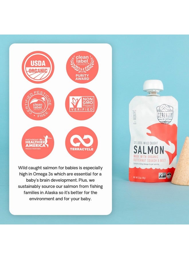 Serenity Kids 6+ Months Baby Food Pouches Puree Made With Ethically Sourced Meats & Organic Veggies | 3.5 Ounce BPA-Free Pouch | Wild Caught Salmon, Butternut Squash, Beet | 1 Count - Image 2